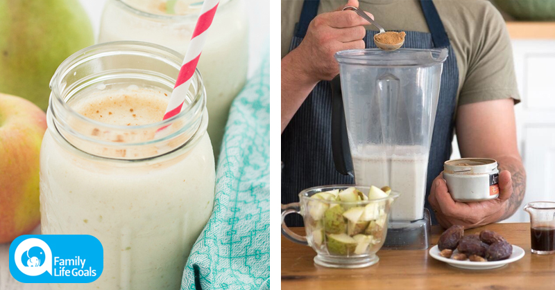 5-ingredient smoothie with pears, brazil nut milk and coconut manna