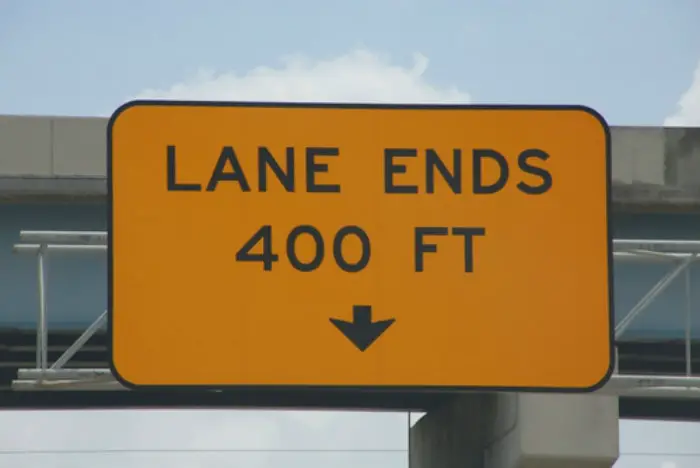 land ends traffic sign