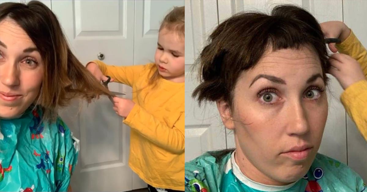 Mom Who Was About To Start Chemo Let Her 4-Year-Old Daughter Give Her a Haircut