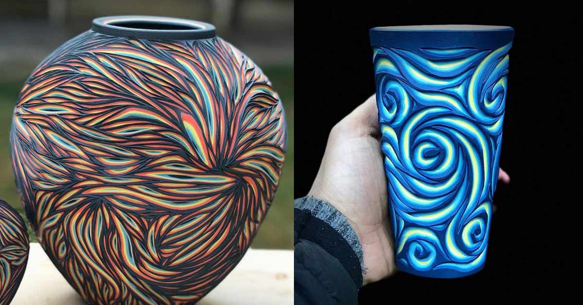 Artist Demonstrates the Enchanting Art of Carving Ceramics to Reveal Several Layers of Colors Beneath