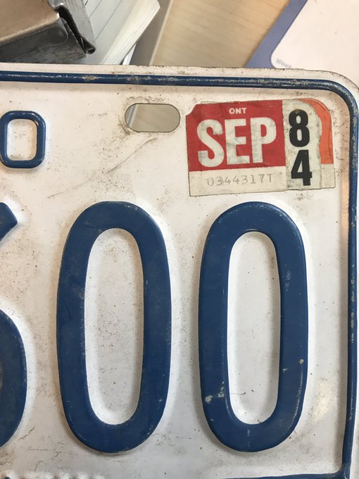One image of expired license plate from 1984
