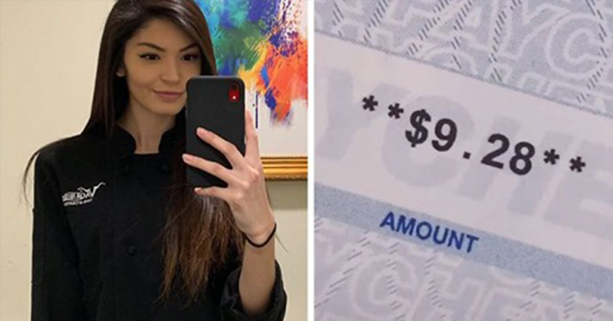 Mom Shares A TikTok Her $9.28 Paycheck After Working For 70 Hours As A Waitress
